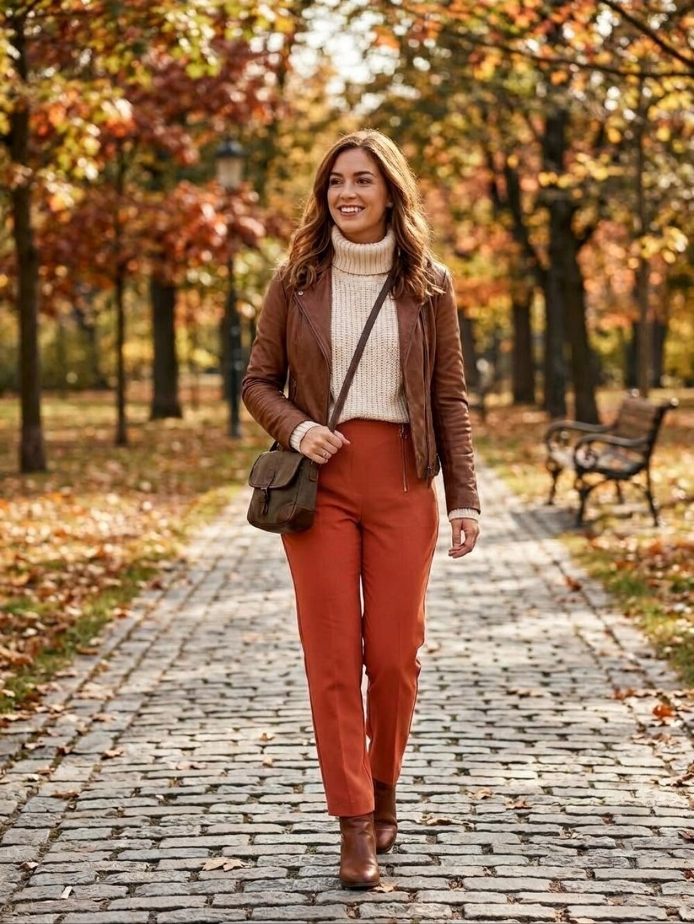 ASHRO Rustic Fall Orange Dress Pants Highwaist Womens Straight Fit Size 12
